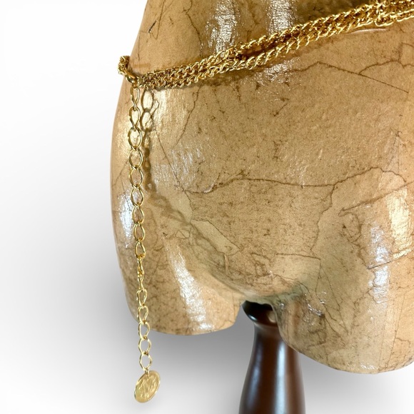 Vintage Chain Belt with coin, Triple Twisted-knotted Bohemian Hippie Gold tone - Picture 5 of 10